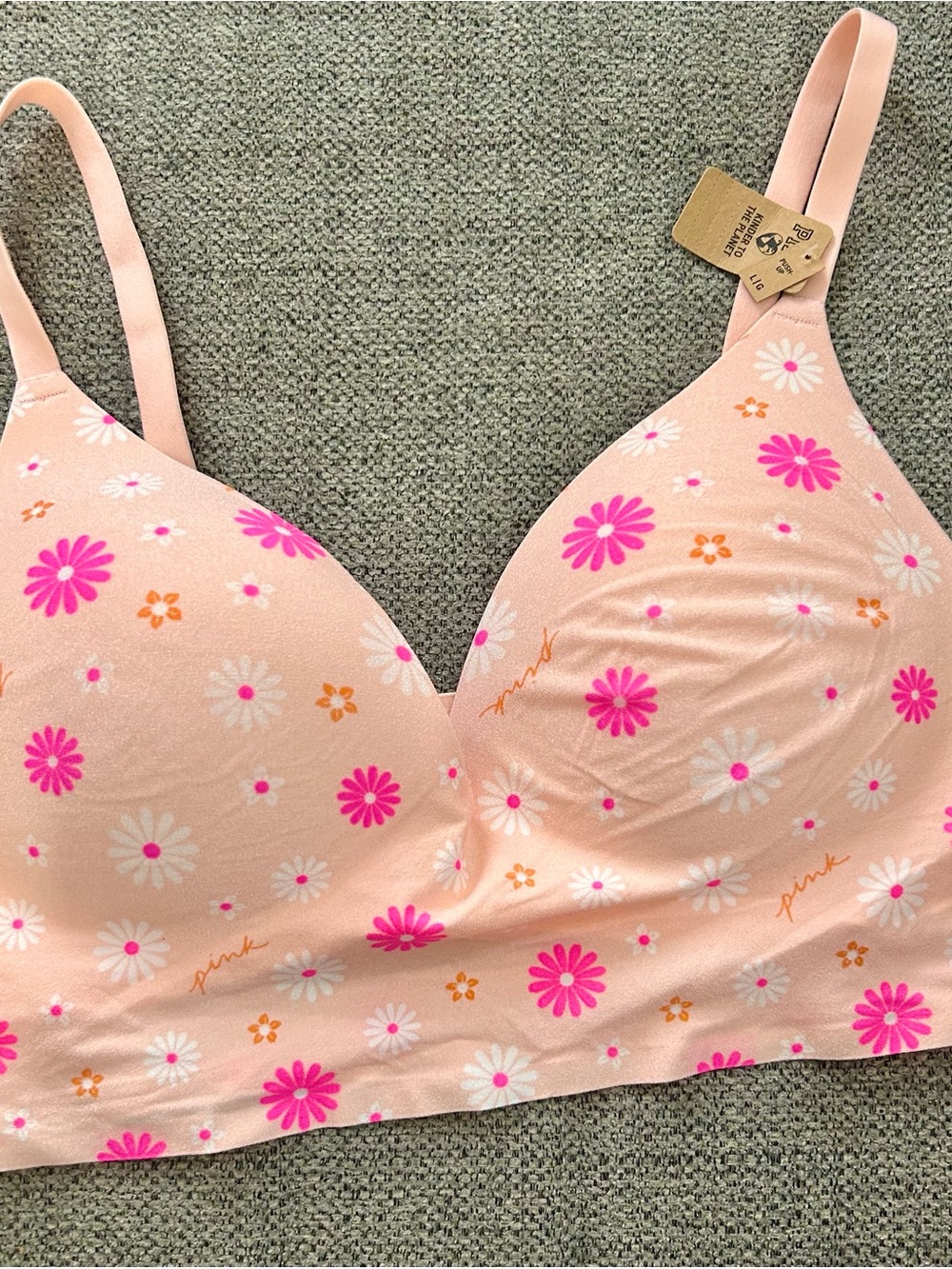 PINK Victoria's Secret Peach Floral Lightly Padded Bralette
